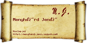 Menyhárd Jenő névjegykártya